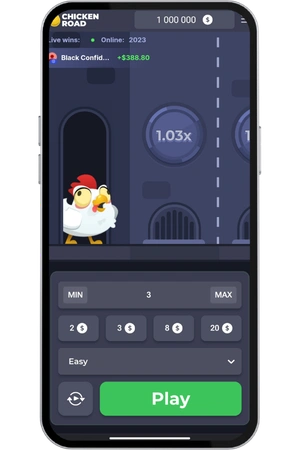 Otvaranje stranice s demo igrom Chicken Road u pregledniku na mobitelu