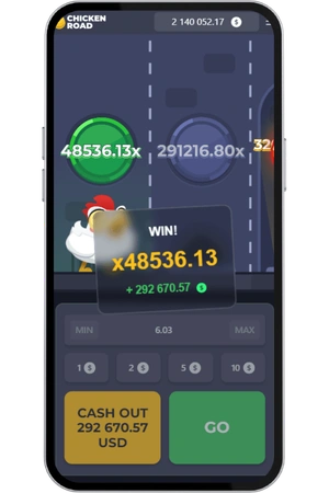 Pritisak gumba za isplatu dobitka u igri Chicken Road