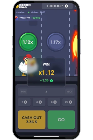 Dobitna runda s isplatom u eurima u igri Chicken Road